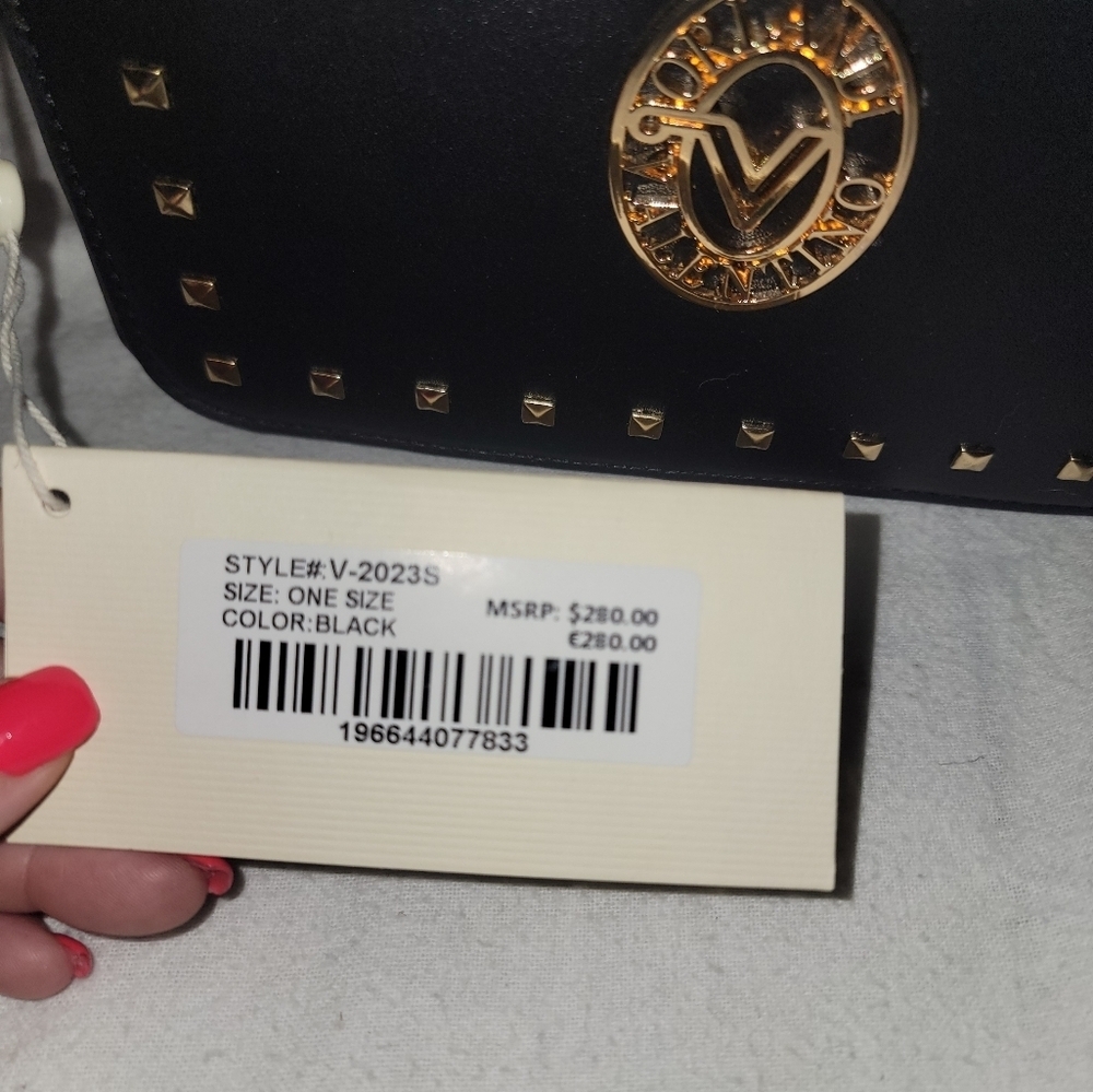 NWT Valentino Orlandi Black And Gold Studded Women's Bag - Picture 3 of 9